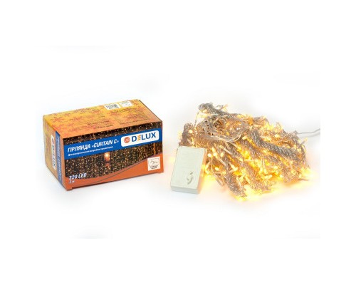 Гірлянда Delux Curtain С 320LED 3х3 м теплий білий/прозорий IP20 (90017997)