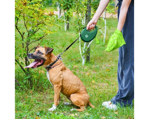 Повідок для собак WAUDOG R-leash з контейнером для пакетів L до 40 кг 5 м зелений (262918)