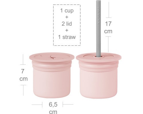 Поїльник-непроливайка MinikOiOi Sip+Snack - Pinky Pink / Powder Grey (101100108)