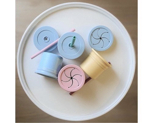 Поїльник-непроливайка MinikOiOi Sip+Snack - Pinky Pink / Powder Grey (101100108)