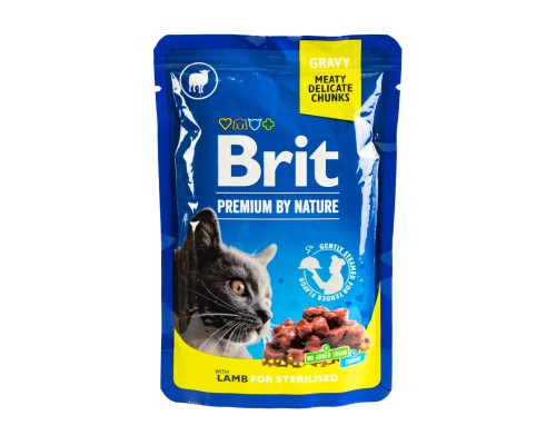 Вологий корм для кішок Brit Premium з ягням для стерилізованих 100 г (8595602548446)