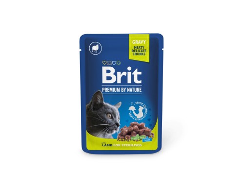 Вологий корм для кішок Brit Premium з ягням для стерилізованих 100 г (8595602548446)