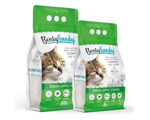 Наповнювач для туалету Benty Sandy Green Apple Scented кольорові гранули 5 л/4.35 кг (BS-5006)