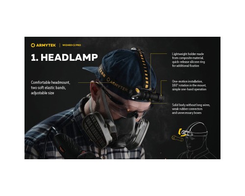 Ліхтар Armytek Wizard C2 Pro Marnet USB White (F08701C)