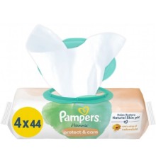 Дитячі вологі серветки Pampers Harmonie Protect&Care з календулою 4 пачки х 44 шт (8700216250580)