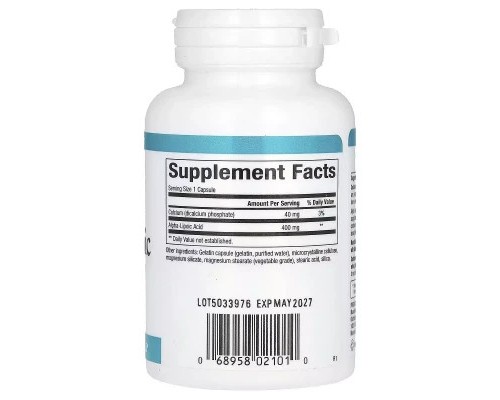Вітамінно-мінеральний комплекс Natural Factors Альфа-ліпоєва кислота, 400 мг, Alpha-Lipoic Acid, 60 капсул (NFS-02101)
