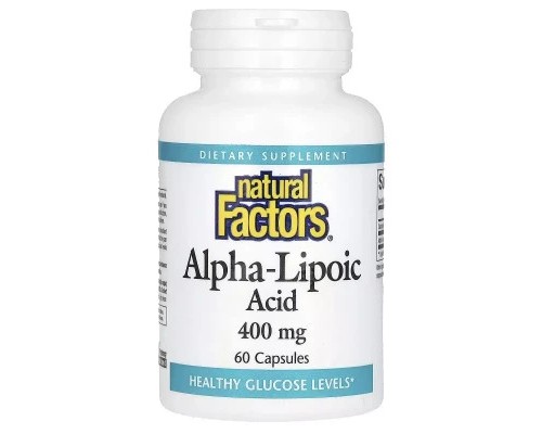 Вітамінно-мінеральний комплекс Natural Factors Альфа-ліпоєва кислота, 400 мг, Alpha-Lipoic Acid, 60 капсул (NFS-02101)