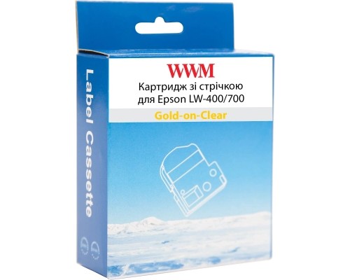 Стрічка для принтера етикеток WWM для Epson LW-400/700 18mm х 8m Gold-on-Clear (WWM-ST18Z)