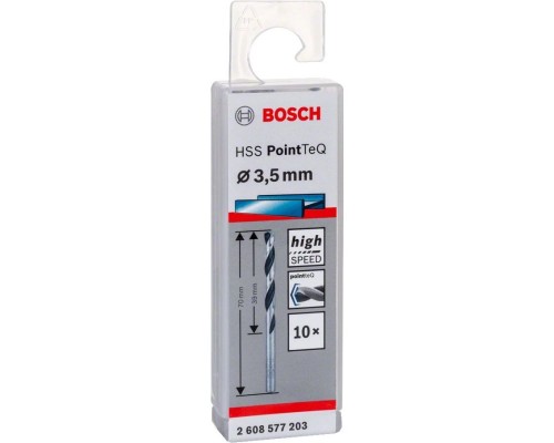 Свердло Bosch по металу HSS-PointTeQ, 3.5х39х70мм, 10шт (2.608.577.203)