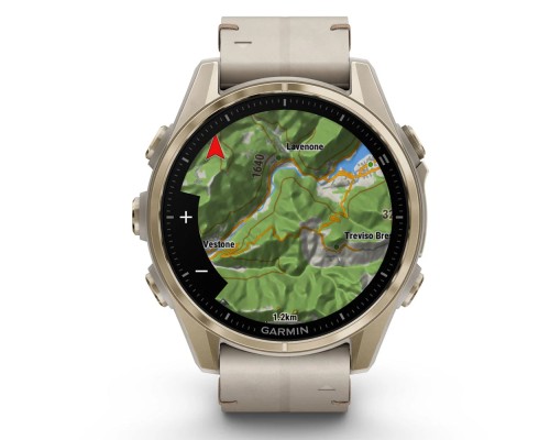 Смарт-годинник Garmin fenix 8 43mm, AMOLED, Saph, SftGldSS/FogGryLeatherBnd, Excl, GPS (010-02903-40)