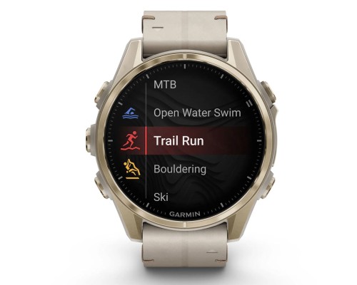 Смарт-годинник Garmin fenix 8 43mm, AMOLED, Saph, SftGldSS/FogGryLeatherBnd, Excl, GPS (010-02903-40)