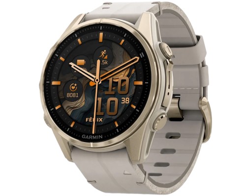 Смарт-годинник Garmin fenix 8 43mm, AMOLED, Saph, SftGldSS/FogGryLeatherBnd, Excl, GPS (010-02903-40)