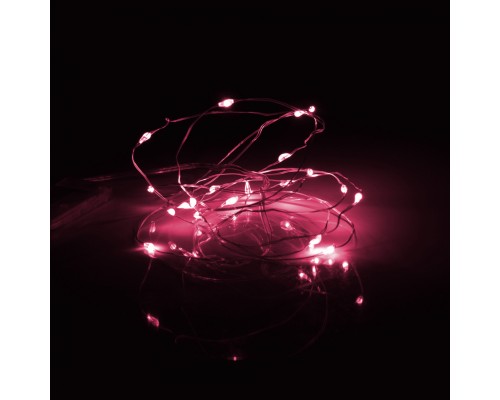 Гірлянда YES! Fun Нитка на мідному дроті 20 LED Рожева 2 м Статична На батарейках (975024)