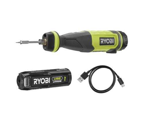 Паяльник електричний Ryobi RSI4-120G акумуляторний, USB, Lithium 4V 2Ah, 460°С, підсвічування (5133006146)