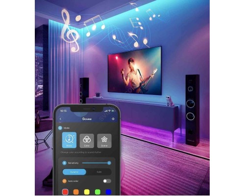Світлодіодна стрічка Govee H615A LED 5.0m, RGB, WI-FI/Bluetooth, microphone, white (H615A3A3)