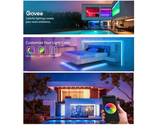 Світлодіодна стрічка Govee H615A LED 5.0m, RGB, WI-FI/Bluetooth, microphone, white (H615A3A3)