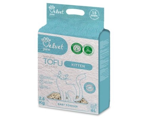 Наповнювач для туалету Velvet Paw TOFU для кошенят з есенцією дитячої присипки (1.5 мм) 2.6 кг (TOF70059)