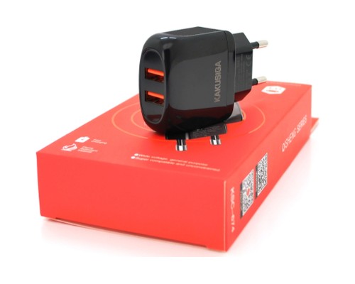 Зарядний пристрій KAKUSIGA 2xUSB 12W black (KSC-674-QISHENG-B)