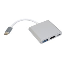 Концентратор Patron USB-C to HDMI + USB 3.0 + USB-C 0.1m black (ADAPT-PN-TYPE-C-HUB)