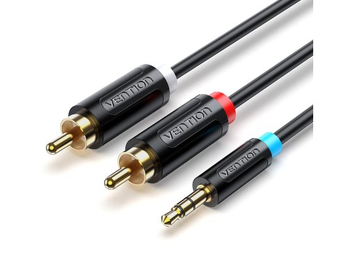 Кабель мультимедійний 3.5MM Male to 2-Male RCA Adapter Cable 2M Black VENTION (BCLBH)