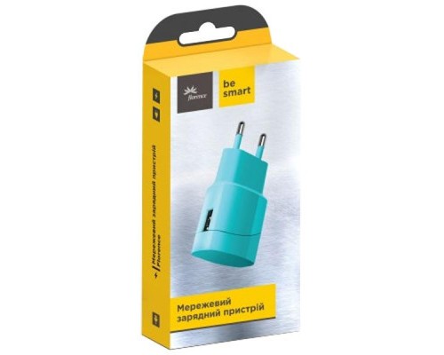 Зарядний пристрій Florence USB, 1.0A aquamarin color (FW-1U010A)