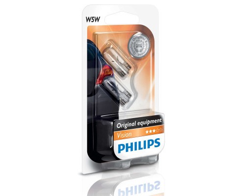 Автолампа Philips W5W, 2шт/бл. (12961B2)