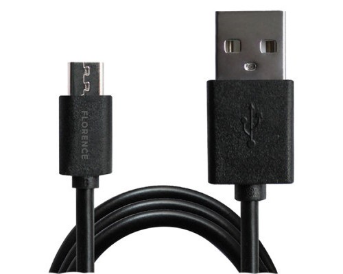 Зарядний пристрій Florence 1USB 1A + microUSB cable black (FL-1000-KM) (FL-1000-KM)