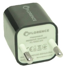Зарядний пристрій Florence 1USB 1A + microUSB cable black (FL-1000-KM) (FL-1000-KM)