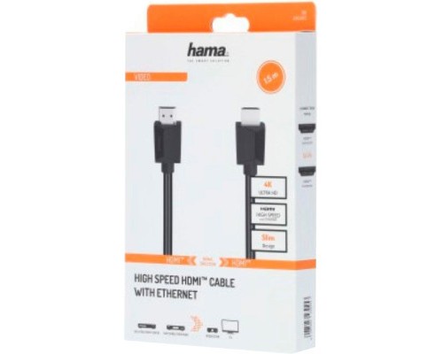 Кабель мультимедійний HDMI to HDMI 3.0m Black Ethernet 4K Hama (00205006)