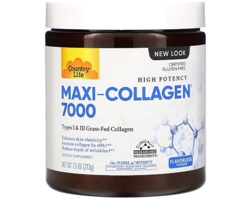 Вітамін Country Life Колаген 1 і 3 Типів + Біотин, Maxi Collagen, 7,5 унцій (210 (CLF-05070) Вітамін Country Life Колаген 1 і 3 Типів + Біотин, Maxi Collagen, 7,5 унцій (210 (CLF-05070)
