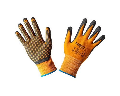 Захисні рукавиці Neo Tools робочі, нейлон з нітриловими точками, р. 10 (97-621-10)