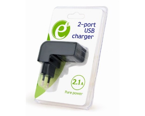 Зарядний пристрій EnerGenie USB 2.1A (EG-U2C2A-03-BK)