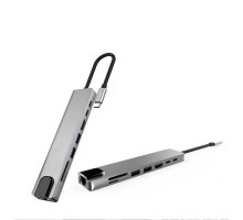Концентратор XoKo Type-C to RJ45+HDMI+2xUSB 3.0+ TF,SD reader+ PD Type-C+ Type (XK-AC550-SL)