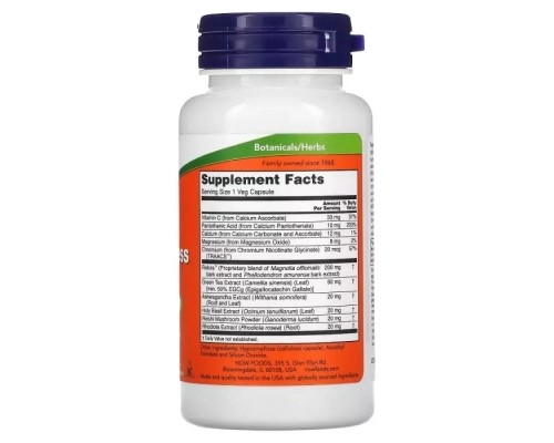 Вітамінно-мінеральний комплекс Now Foods Підтримка надниркових залоз при стресі, Adrenal Stress Support, 90 в (NOW-03344)