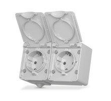 Розетка Videx BINERA IP65 зовнішня 2ая із заземленням сіра (VF-BNW22G-G)