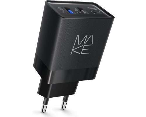 Зарядний пристрій MAKE 18W QC3.0+2.4A Black (MCW-322QBK)