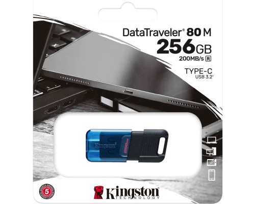 USB флеш накопичувач Kingston 256 GB DataTraveler 80 M USB-C 3.2 (DT80M/256GB) 