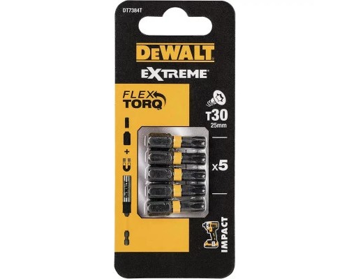 Набір біт DeWALT IMPACT TORSION, ударні, Torx, Т30, L = 25 мм, 5 шт (DT7384T)