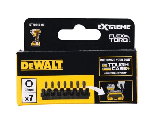 Набір біт DeWALT в касеті для Tough Case, FlexTorq, L 25 мм, SQ1-2 шт, SQ2-3 шт, SQ3-2 шт (DT70815)