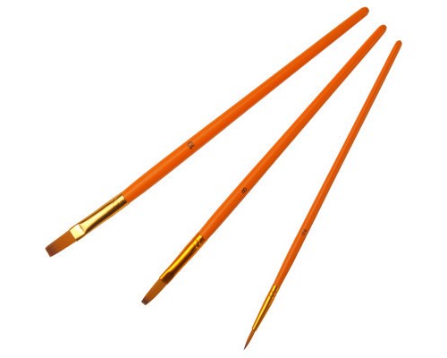 Пензлик для малювання Maxi набір 3 шт синтетичний ворс,пласка (№ 8, 10), кругла (№ 2) коротка ручка (MX60882)