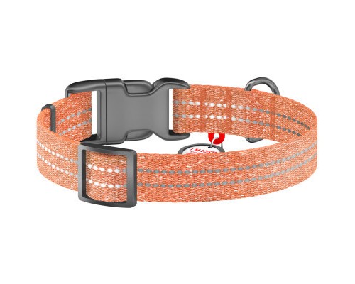 Нашийник для тварин WAUDOG Re-cotton з QR паспортом світловідбивний Ш 20 мм Д 28-40 см помаранчевий (02884)