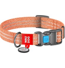 Нашийник для тварин WAUDOG Re-cotton з QR паспортом світловідбивний Ш 20 мм Д 28-40 см помаранчевий (02884)
