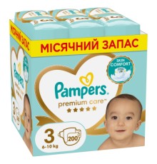Підгузки Pampers Premium Care Midi Розмір 3 (6-10 кг) 200 шт (8006540855898)