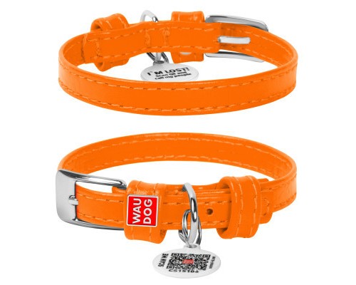 Нашийник для тварин WAUDOG Glamour з QR паспортом без прикрас M Ш 25 мм помаранчевий (33044)