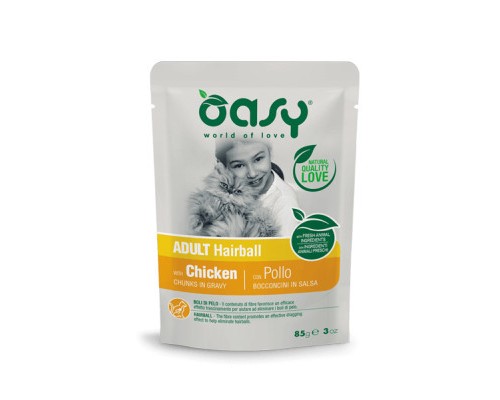 Вологий корм для кішок OASY Adult Hairball з куркою 85 г (8053017343761)