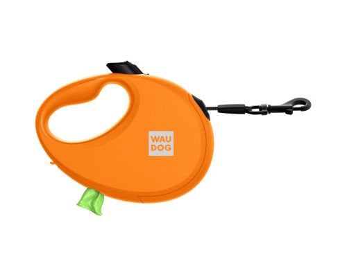 Повідок для собак WAUDOG R-leash з контейнером для пакетів L до 40 кг 5 м помаранчевий (26294)