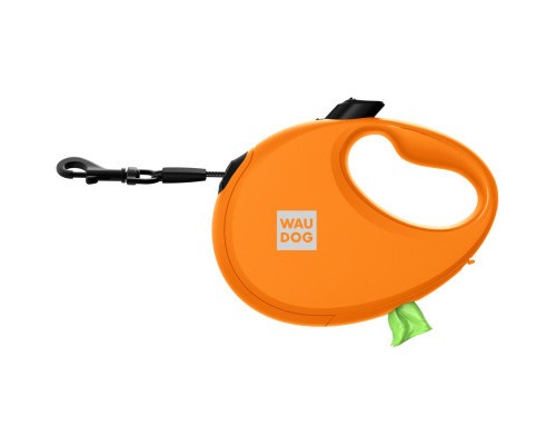 Повідок для собак WAUDOG R-leash з контейнером для пакетів L до 40 кг 5 м помаранчевий (26294)