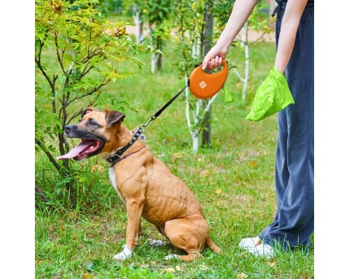 Повідок для собак WAUDOG R-leash з контейнером для пакетів L до 40 кг 5 м помаранчевий (26294)