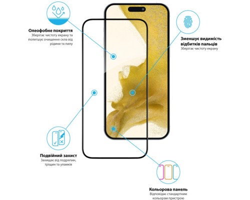 Скло захисне Global Full Glue Apple iPhone 15 (1283126575266)