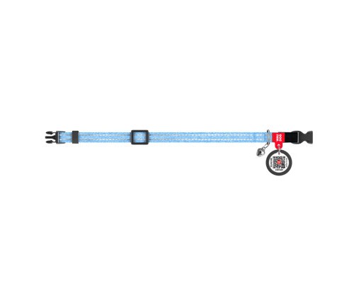 Нашийник для тварин WAUDOG Re-cotton з QR паспортом, пластиковий фастекс XS блакитний (16422)